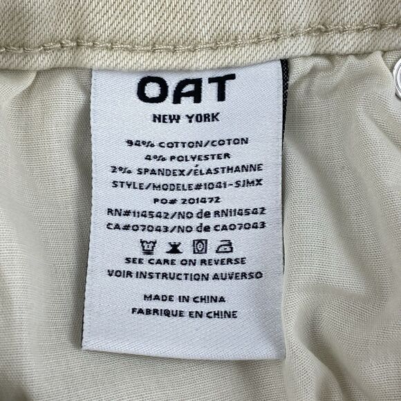 OAT New York High Rise Wide Leg Crop Pants Womens 4 Raw Hem 27W Oatmilk Spring - Picture 3 of 16